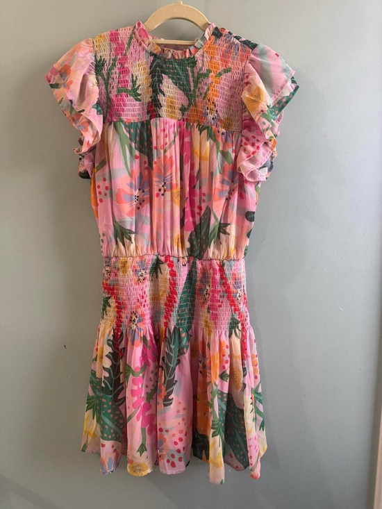 entro Dresses & Skirts - entro Pink Floral Smocked Mini Dress